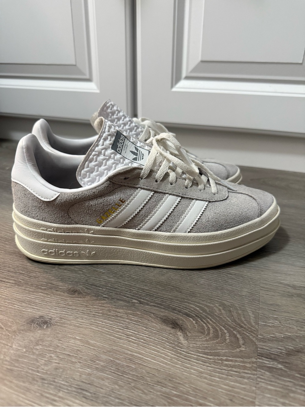 Adidas Women's Gazelle Bold Grey Suade Platform Sneakers